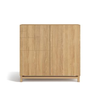 HERDASA Zapatero de melamina roble dorado patas roble dorado 90x90x27 cm