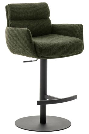 Dieter Knoll Collection Barhocker, Olivgr&uuml;n, Metall, Textil, Drehteller, S&auml;ule, rund, 54x84x52 cm, Stoffauswahl, Typenauswahl, Sitzfl&auml;che 360&deg; drehbar, Gestellauswahl, Esszim