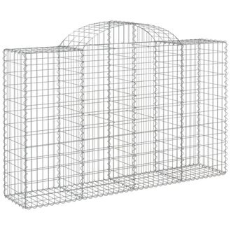 Berkfield Home Decorative Arched Gabion Baskets 3 pcs 200x50x120/140 cm Galvanis in Silver