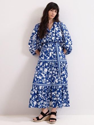 Phase Eight Coralie Floral Print Shirt Dress in Blue at Nordstrom, Size 10