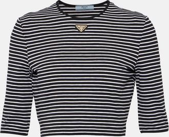 Prada Logo cotton-blend crop top