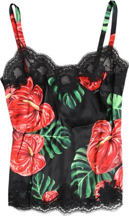 Dolce & Gabbana Womens Multicolor Floral Silk Tank Lingerie Underwear Cotton Elastane Nylon Clothing