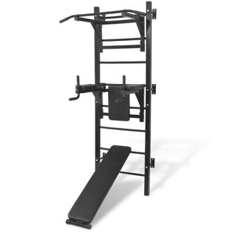 vidaXL M&aacute;quina De Musculaci&oacute;n Multiusos Para La Pared Negra Vidaxl