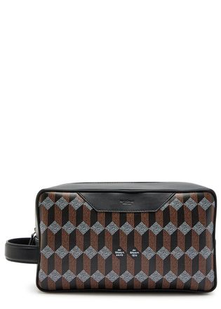 Au D&eacute;part Square 26 Printed Leather Pouch - Black - One Size