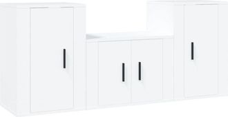 vidaXL Vidaxl - Set De Muebles De Tv 3 Piezas Madera Contrachapada Blanco