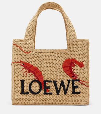 Loewe Paulas Ibiza Font Mini raffia tote bag