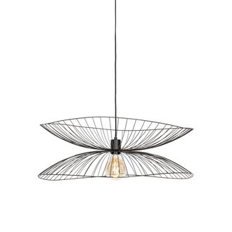 QAZQA Dise&ntilde;o L&aacute;mpara Colgante De Dise&ntilde;o Negra 66cm - Pua Acero Redonda Adecuado Para Led Max. 1 X 40 Watt - Qazqa