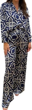 Misa Reshma Wide Leg Pant In Blue Mosaic Tile