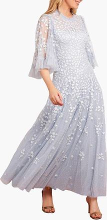 Needle & Thread Scatter Blossom Round Neck Ankle Gown in Skylight at Nordstrom, Size 20