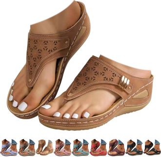 Generic Orthopedic Wedge Sandals for Women Lightweight Orthopedic Flip Flops UK Toe Post Slippers Arch Support Casual Outdoor Slippers Wide Fit New Summer Sli