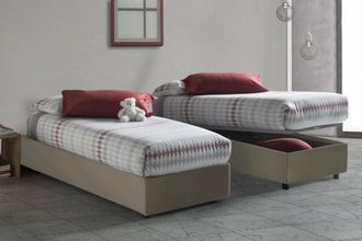 Dmora Dmora - Cama Individual Dabass, Cama Contenedor Con Tapizado En Ecopiel, 100% Made In Italy, Apertura Frontal, Adecuado Para Colch&oacute;n Cm 80x190, T&oacute;rtol