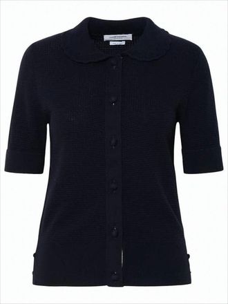 Thom Browne Short-Sleeved Knitted Sweater With Button-Down Front And Unique Lacing