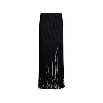 Alaia Fringed Ribbed-knit Midi Skirt