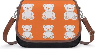 Generic Teddy Bear Pattern Crossbody Bag Womens Handbag PU Message Bags Shoulder Purse with Adjustable Strap