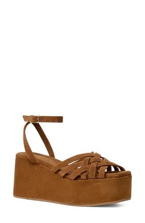 Loeffler Randall Channing Ankle Strap Platform Wedge Sandal in Cacao at Nordstrom, Size 10.5