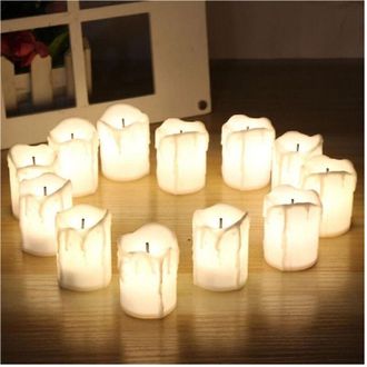 Trade Shop Trade Shop - Establecer 12 Velas De Cera Falsas Con Luz Led Lirme Lumini Lumini Para Decoraci&oacute;n