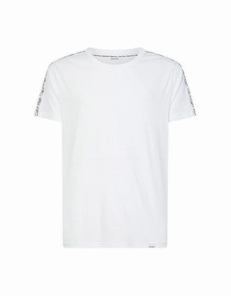 Calvin Klein Mens Logo Tape Swimwear Beach T-Shirt, White - Size: 36