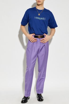 Versace T-shirt With Logo, Mens, Blue