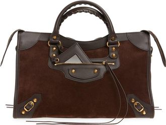 Balenciaga Medium Le City Suede Satchel in 2356 Moka at Nordstrom