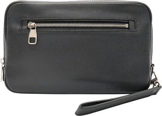 Louis Vuitton Grey Leather Neo Pavel Clutch (Authentic Pre-Loved)