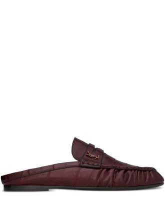 Saint Laurent logo pleated mules - Red