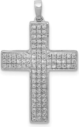 Diamond2Deal 14k White Gold 1/2ct. Diamond Latin Cross Pendant