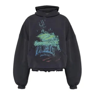 Balenciaga Hoodies, unisex, Black, Size: S Printed sweatshirt