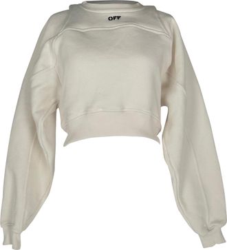 Off-white Off Stamp Logo Cropped Sweatshirt in White Cotton