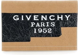 Givenchy Beige Clutch Bag With Crinkled Effect And Logo Lettering On The Front In Leather Woman