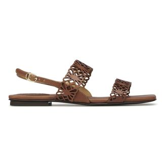 Fabi Platte sandaal - Dames - Sandalen - Bruin - 38 1/2 EU - Leer - Schoenen