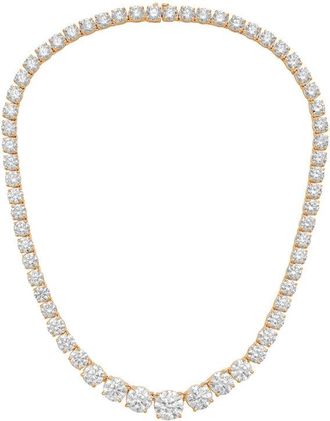 Diana M. Jewels 14kt Rose Gold 15cts lab grown Round diamond 4 Prong Graduated tennis necklace