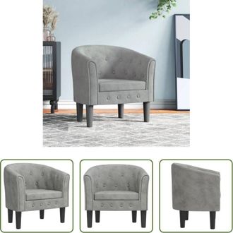 vidaXL vidaXL Poltrona per Camera da Letto - Poltrona Cabriolet Grigio Chiaro in Velluto