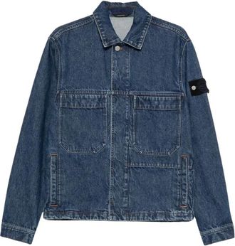 Stone Island Grainy Wash Denim Biker Jacket - Heren - Spijkerjassen - Blauw - XL - Denim - Jassen