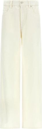 Brunello Cucinelli Elastische Tailleband Zak Broek - Dames - Regular Fit Jeans - Wit - XL - Katoen - Jeans