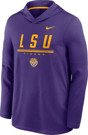 Nike LSU Sideline Nike Mens Dri-FIT College Long-Sleeve Hooded Top in Purple | 03B908DCLSN-594