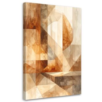 Feeby Cuadro En Lienzo, Formas Abstractas En Tonos Pastel Beige, 80x120