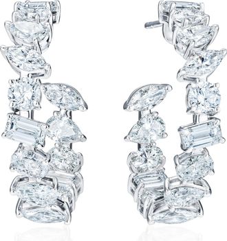 The Diamond Store LUXE 8.00ct Lab Diamond Hoop Earrings with IGI Certified Asymmetrical-Cut Diamonds in 18K White Gold