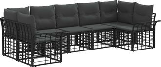 vidaXL Conjunto De Sof&aacute;s De Exterior 7 Uds. Negro Y Gris Oscuro Vidaxl