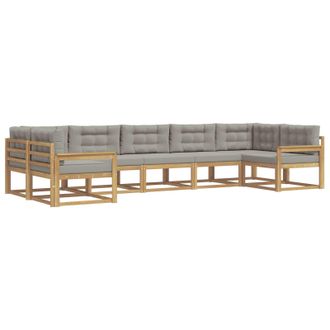 vidaXL Conjunto De Sof&aacute;s De Exterior 7 Pcs Blanco Y Gris Claro Vidaxl