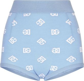 Dolce & Gabbana DNA logo-embroidered mini-shorts - women - Virgin Wool/Silk - 36 - Blue
