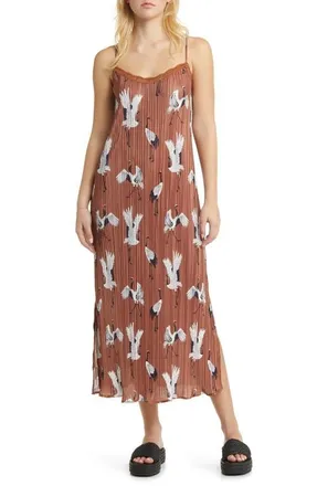Dressed in Lala Money Honey Pliss&eacute; Midi Slipdress in Eternal Youth at Nordstrom, Size Small