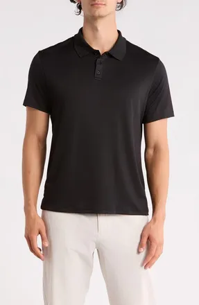 Zella Textured Knit Golf Polo in Black at Nordstrom Rack, Size Xx-Large