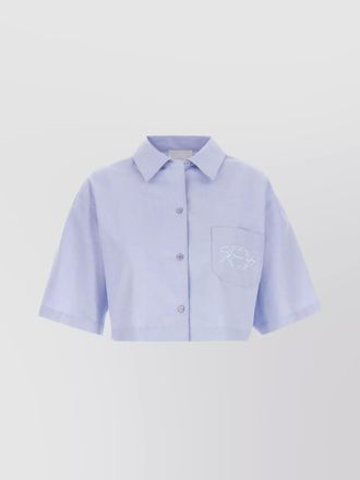 Givenchy short sleeves logo embroidered shirt