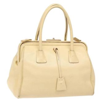 Prada Tweedehands leren handtassen - Dames - Vintage Handtas - Beige - ONE Size - Leer - Vintage