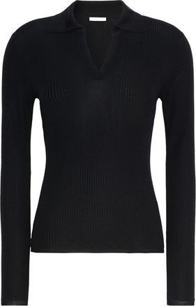Max Mara Navy Knitted Shirt Collar Sweater