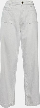 Emporio Armani Cream Cotton & Linen Straight Fit Trousers M/ Waist