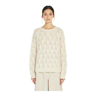 Max Mara Truien & Vesten, Dames, Wit, L, Teramo Ronde Hals Trui