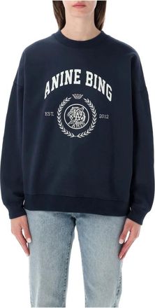 Anine Bing Miles Sweatshirt Collegiate - Dames - Sweatshirts - Blauw - M - Katoen - Hoodies & sweatvesten