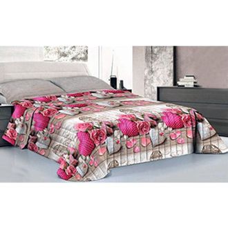 Trade Shop Trade Shop - S&aacute;bana Calentita Completa Para Cama De Matrimonio 250x290 Cm, Esquinas Maxi, Corazones, Lunares Y Rosas