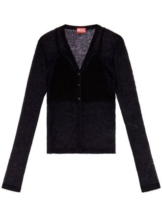 Diesel M-Arina semi-sheer cardigan - women - Mohair/Polyamide/Alpaca - M - Black